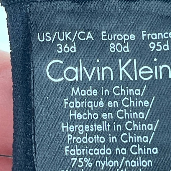 Calvin Klein 36D Black nude Lace pattern Lightly padded underwire Bra - Picture 8 of 9